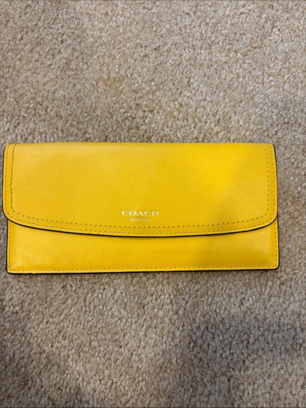 Coach Bright Yellow Leather Continental Wallet